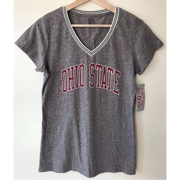 Scarlet and Gray • L • V Neck Ohio State Short Sleeve T-Shirt Tee - Picture 1 of 4